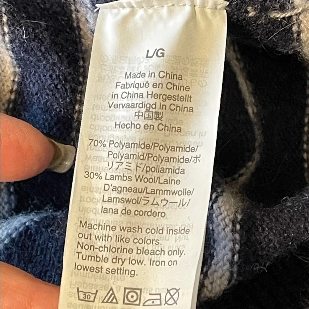J. Crew Women’s Blue Striped Sweater Lamb’s Wool Blend Preppy Nautical Large